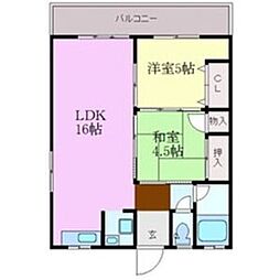 峰ビル 2LDKの間取図画像