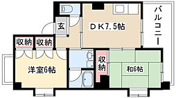 プチロワイヤルサトウ 2DKの間取図画像