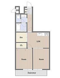 ライオンズマンション下落合 2LDKの間取図画像