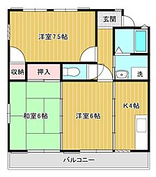 フラッツK 3Kの間取図画像