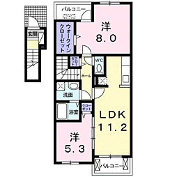 ピュアストリームB 2LDKの間取図画像