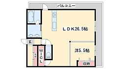 朝日プラザ三木自由が丘 1LDKの間取図画像
