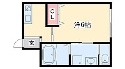 SUN MERE 三木本町 1Kの間取図画像
