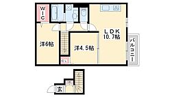 D-ROOM上滝野 2LDKの間取図画像