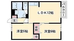 エンジェル・コーポラスA 2LDKの間取図画像