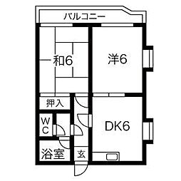 ボナールフジ 2DKの間取図画像
