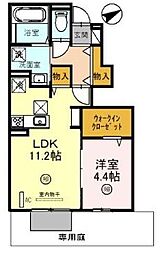 リバーサイドテラスA 1LDKの間取図画像