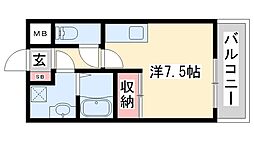 パイン・ワン 1Kの間取図画像