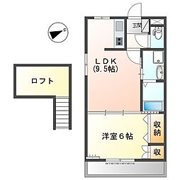 ジャン・セリバテール 1LDKの間取図画像