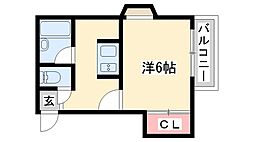KJサンハウス 1Kの間取図画像