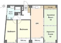 調布センタービルマンション 4LDKの間取図画像