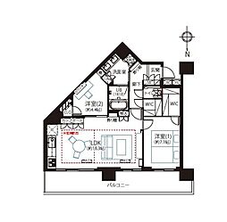 シティタワー品川 2LDKの間取図画像