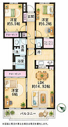 ビューパレー船橋二番街 3LDKの間取図画像