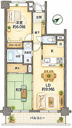 ダイアパレス広尾公園 2LDKの間取図画像