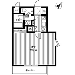 レ・シャンブル・ヴァレ 1Kの間取図画像