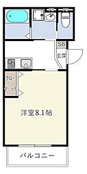 INOVE長瀬IV 1Kの間取図画像