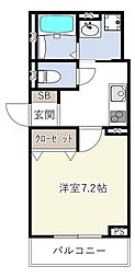 INOVE友井F 1Kの間取図画像