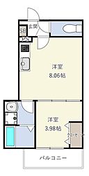 D porta girasole 1LDKの間取図画像