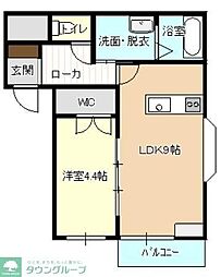 ピース18小松島 1LDKの間取図画像