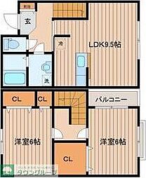 エクセレント愛子B 2LDKの間取図画像
