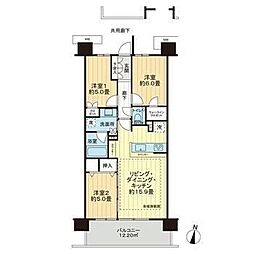 プラウド上杉三丁目ディアージュ 3LDKの間取図画像