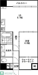 ヴィアーレ木ノ下二丁目 1LDKの間取図画像