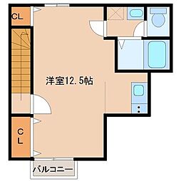 クレアフォーチュン長町 1Kの間取図画像
