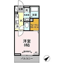 D-room土樋 1Kの間取図画像