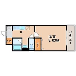 アスコット木ノ下 1Kの間取図画像
