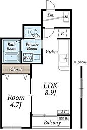 クレスト7 1LDKの間取図画像