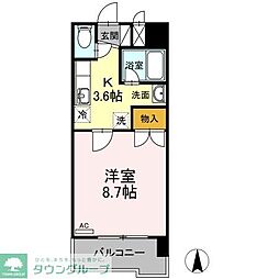 アムールシャトー 1Kの間取図画像
