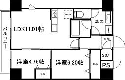 グラン・ドミール小田原山本丁 2LDKの間取図画像