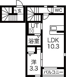 仙台市太白区八木山本町1丁目アパート 1LDKの間取図画像