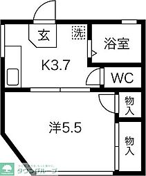 さくらハイツ青山 1Kの間取図画像