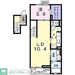 アルカンシェルA 1LDKの間取図画像