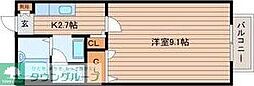ディアス・桜木 1Kの間取図画像