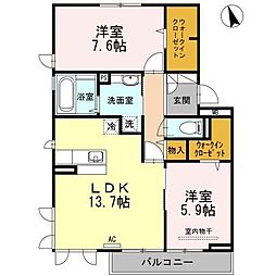 サスティーナM 2LDKの間取図画像