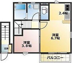 八軒ヴィラ 1LDKの間取図画像