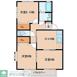 レーヴ落合壱番館 3DKの間取図画像
