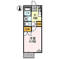 サニーヒルズ 1Kの間取図画像
