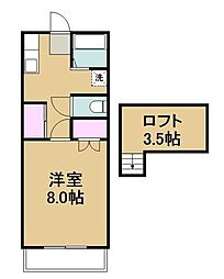 カレン・ハウス 1Kの間取図画像