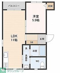 フィオーレ仙台南 1LDKの間取図画像