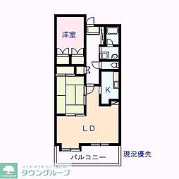 菊田参番館 2LDKの間取図画像