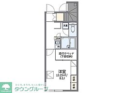 レオパレス的場 1Kの間取図画像