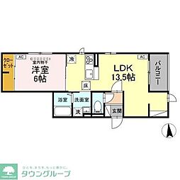 DーROOMルント連坊 B 1LDKの間取図画像