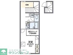 レオパレス的場 1Kの間取図画像