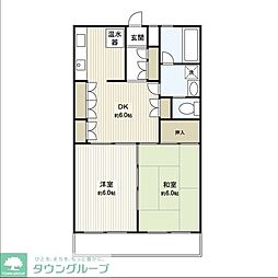 高砂シティハイツ 2DKの間取図画像