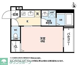 仙台市若林区三百人町アパート 1Kの間取図画像