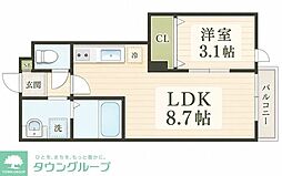 名取市杜せきのした1丁目アパート 1LDKの間取図画像