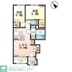 中田新築アパート工事 2LDKの間取図画像
